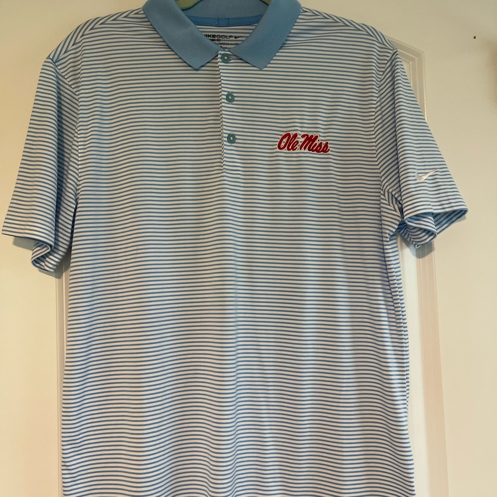 Nike Men's Blue Striped Polo Shirt
